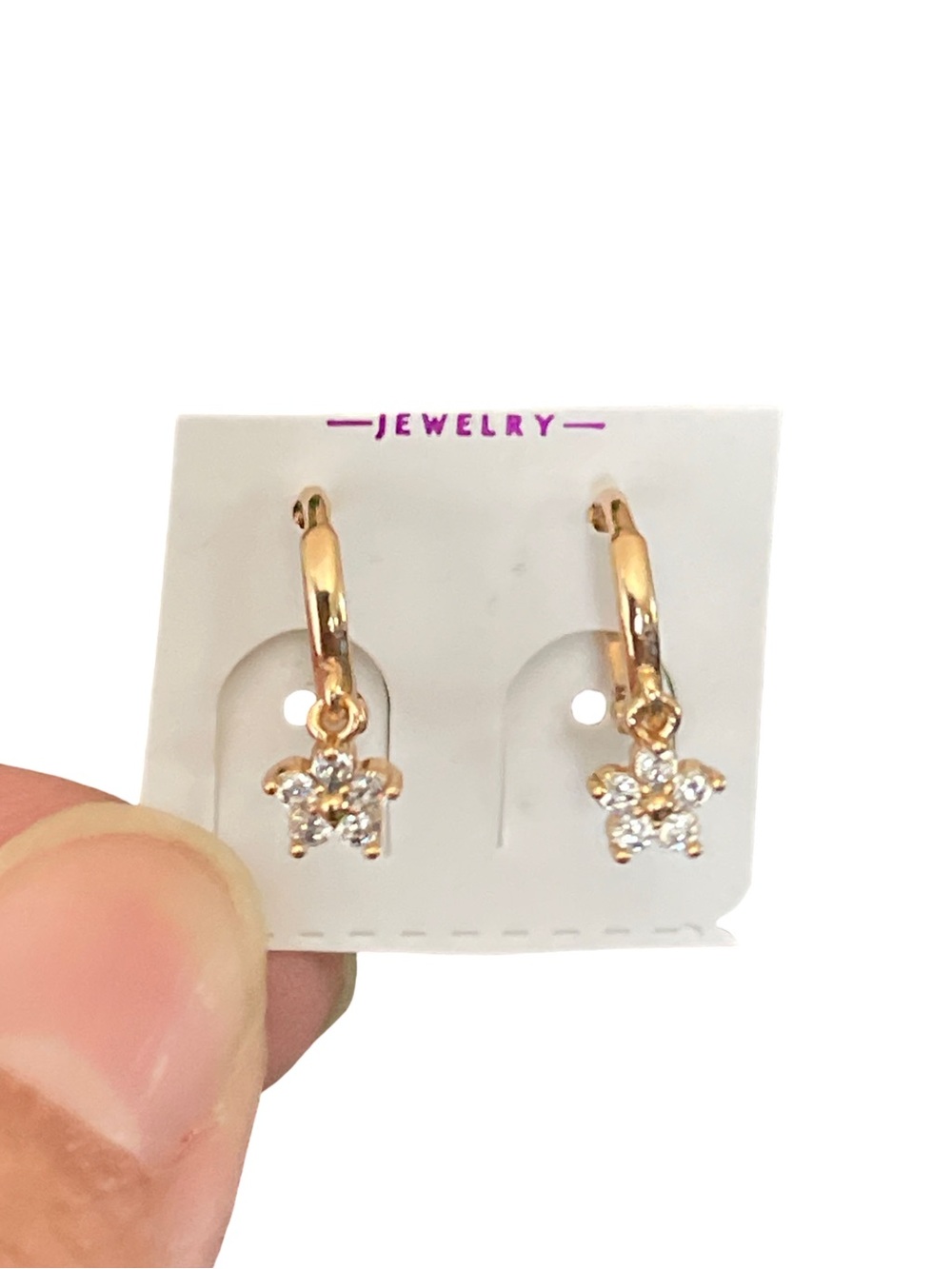 Flower Huggie Earrings with Clear Stones